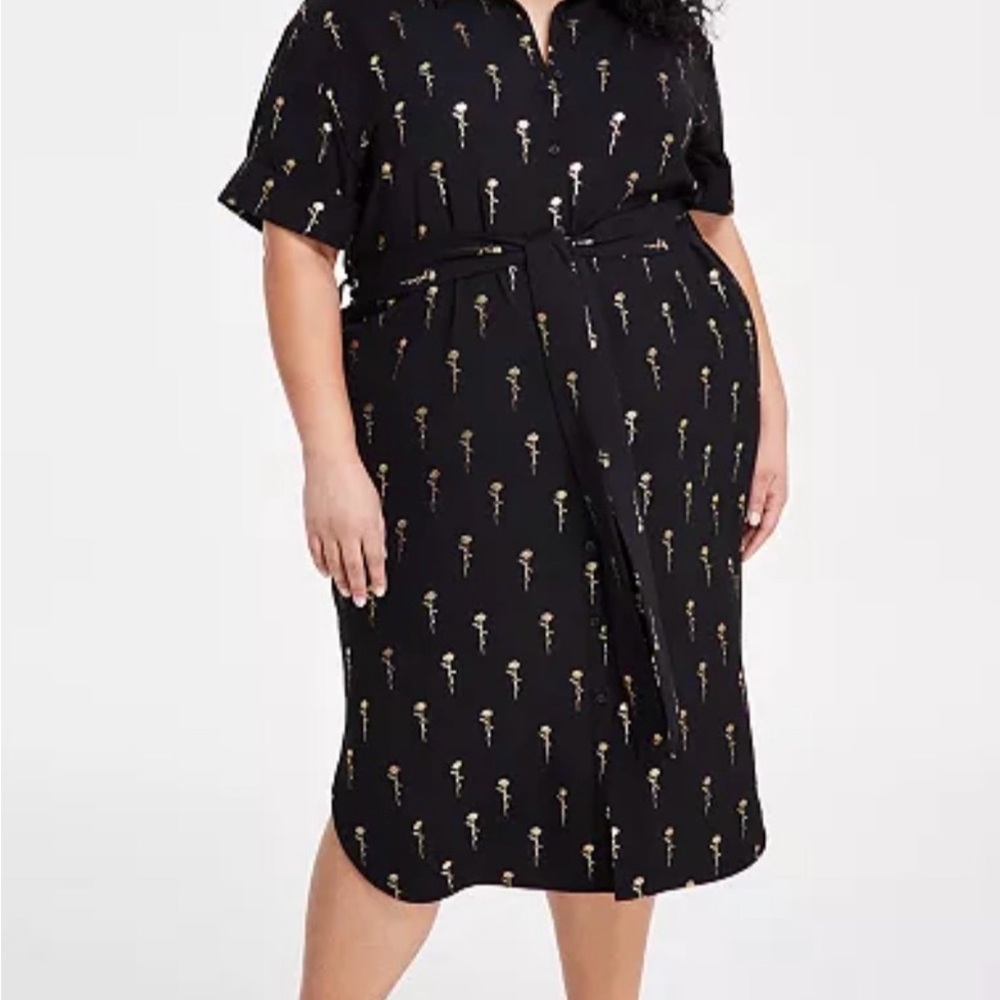 Black Metallic Floral-Print  Mini Dress